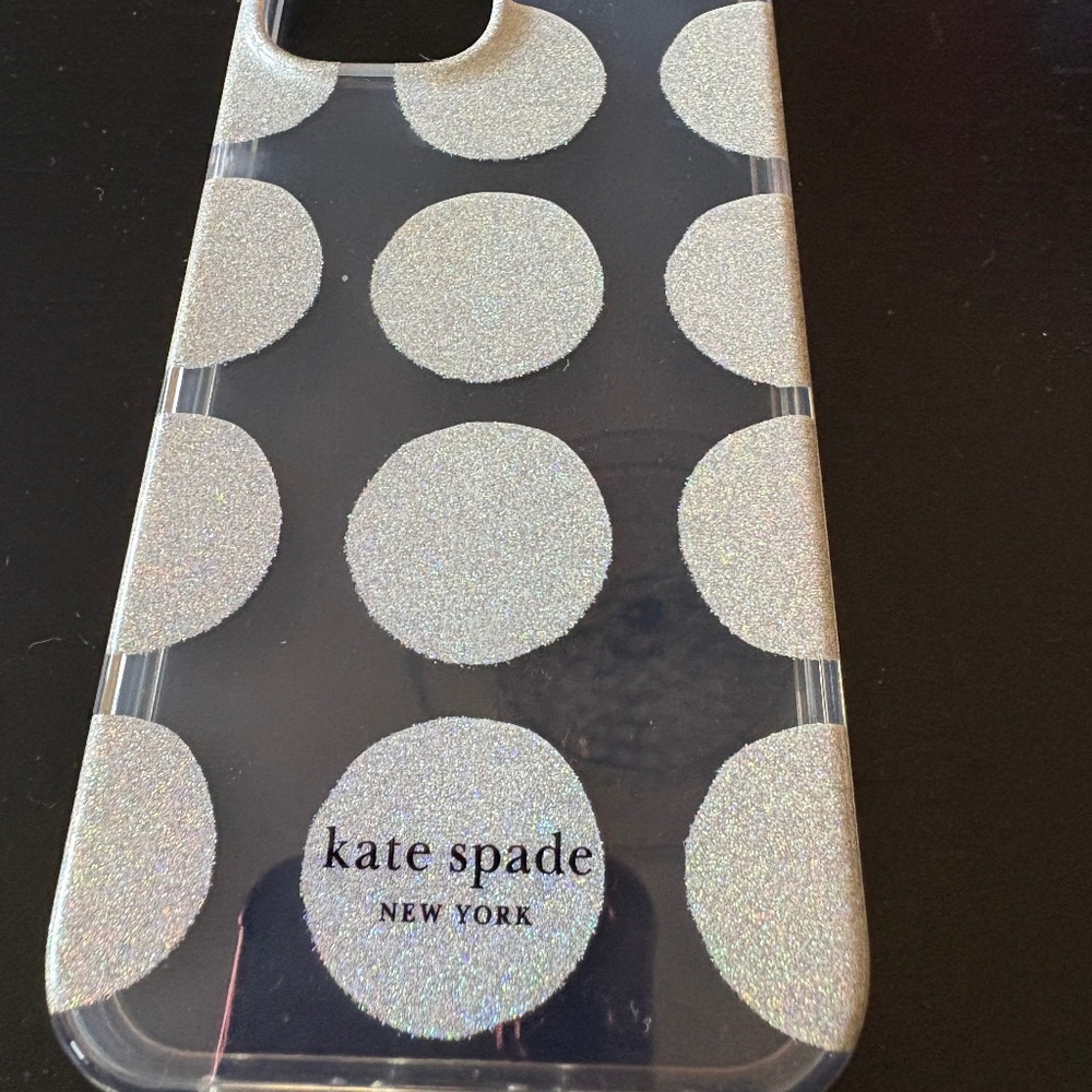 Gorgeous Silver Glitter Kate Spade iPhone 14 Case
